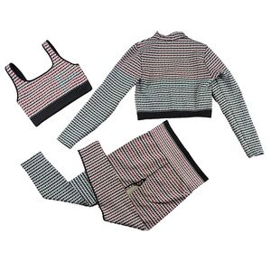 Fabletics Large 3 Piece Camryn Houndstooth Seamless Sports Bra Top Leggings